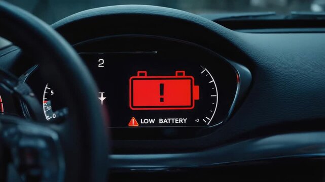 Low battery warning in an electric car.