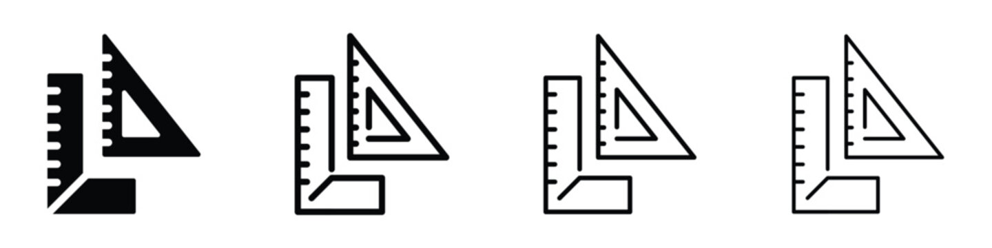 Set of drafting tools including a ruler and a triangle ruler