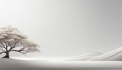 Fototapeta premium a white background with a single tree in the foreground