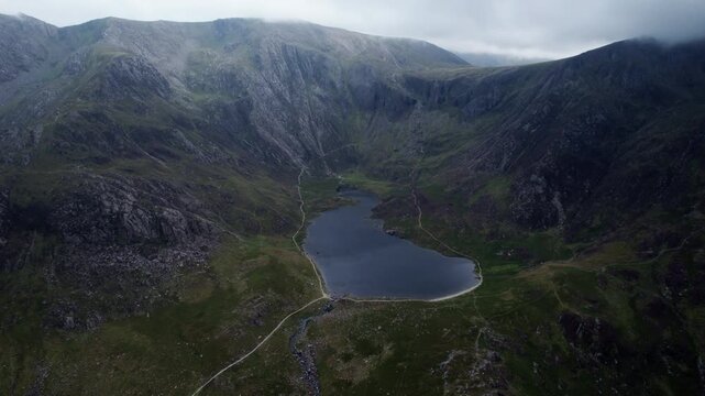 Mountain Tarn Beneath a Glacial Cirque, Snowdonia
