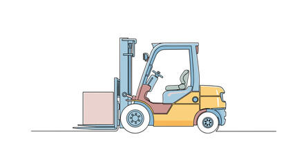 Naklejka premium Forklift truck lifting a box in a warehouse setting with a clean white background
