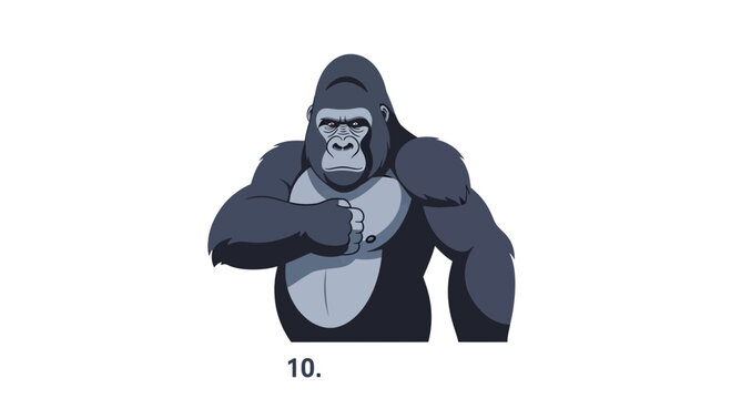 Strong Gorilla King Pounding Chest, Powerful Ape Icon