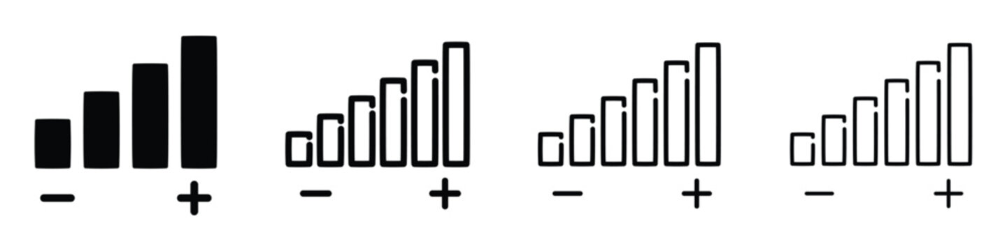 Volume control icons showing signal strength and adjustment options