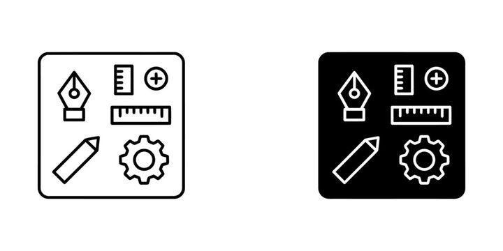 Design tool settings gear ruler icon set with settings drafting creative