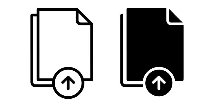 Document file upload icon set with document transfer interface management