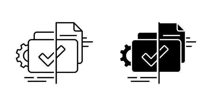 Business project completion progress document icon set with document, management