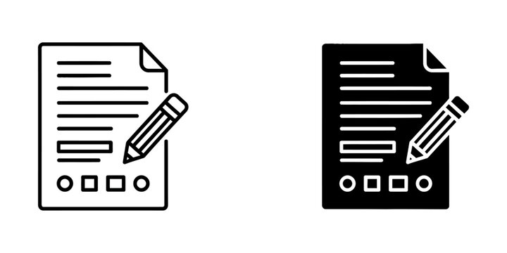 Document editing and form filling icon set with document checkbox business
