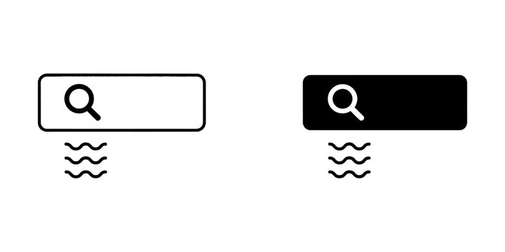 Search bar and result loading interface icons with magnifying, interface