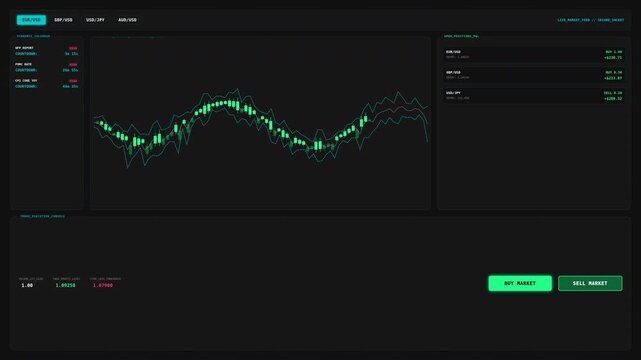 Dynamic financial market motion with fluctuating stock chart graphs and real-time data analysis for investment decision making.
