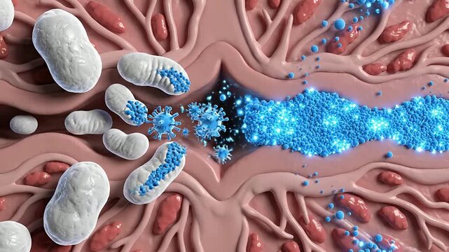 Detailed Animation of Blood Vessels Showcasing Immune Response and Blood Flow Dynamics for Medical and Educational Uses