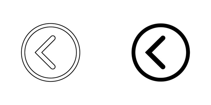 Circular back arrow navigation icon with navigation direction interface