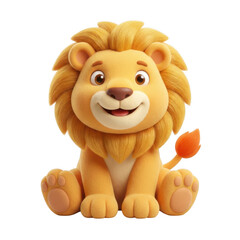 Fototapeta premium Cute cartoon lion sitting and smiling isolated on transparent background