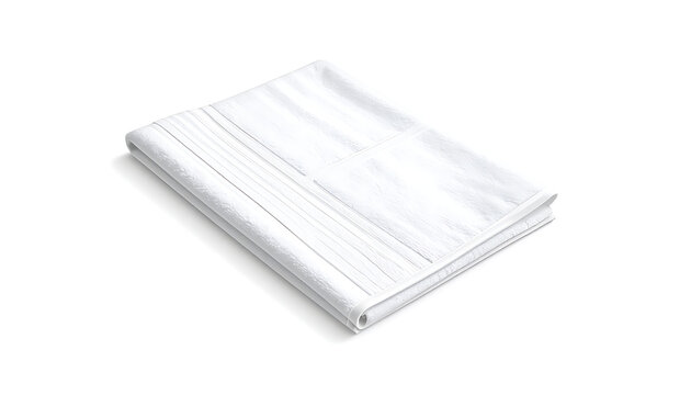 Isolated white folded terry cloth towel with textured surface on a white background, clean and absorbent