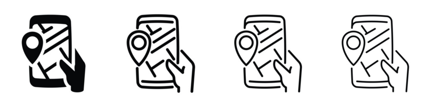 Hand holding smartphone displaying map with location pin and navigation route