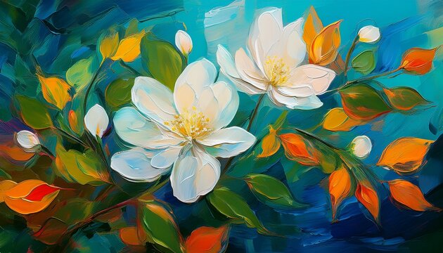 jasmine flower abstract art painting