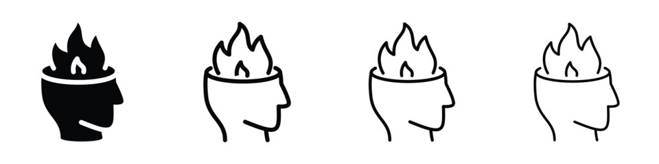 Head with flames icon symbolizing burnout or intense creative thought © LOBSTER LARRY
