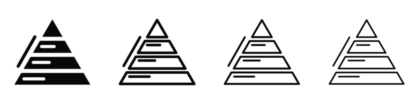 Four pyramid chart icons representing different levels of data visualization