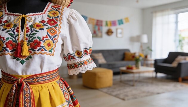 Traditional Brazilian Festa Junina costume on a mannequin