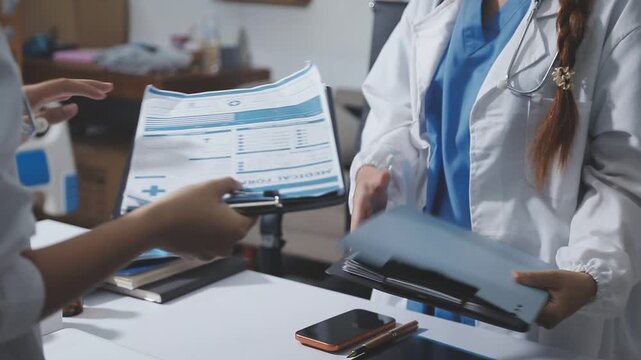 Thoughtful doctors having meeting in hospital