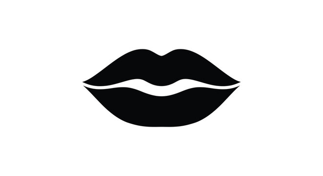 Black Lips Silhouette Against A White Background Silhouette