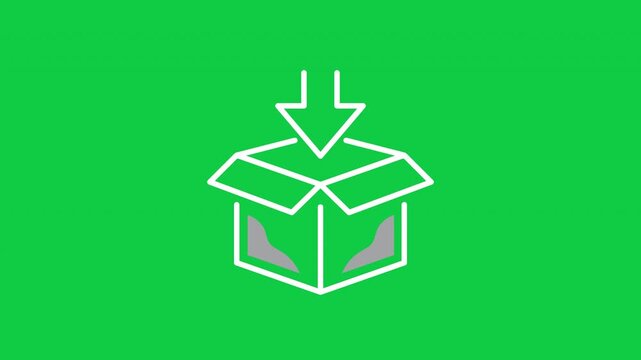 Animated open package and delivery box icon for shipping and logistics concepts.