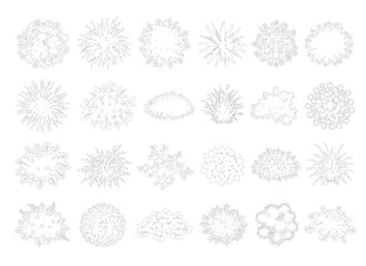 Top View Tree and Hedge Mass Symbol Collection Outline Vector for Architectural Landscape Site Plans and Garden Design © Muhammad