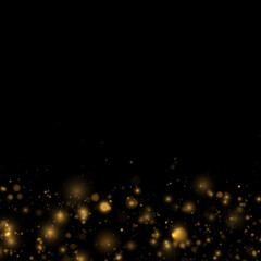 Bright gold sparkles drift across transparent canvas. Soft glowing particles enhance celebration mood. Elegant abstract overlay for luxury design. © dedstock