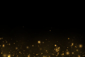 Soft gold bokeh sparkles hover over transparent background. Warm light adds elegant festive depth. Luxury abstract composition for design projects. © dedstock