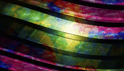 Dark Iridescent Multicolor Abstract Glossy Curved Lines Background