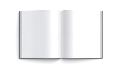 Naklejka premium Open blank book with clean white pages, simple layout for copy space, ideal for notes and design templates