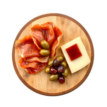 Assorted Spanish tapas small plates including patatas bravas, olives, chorizo, and manchego cheese