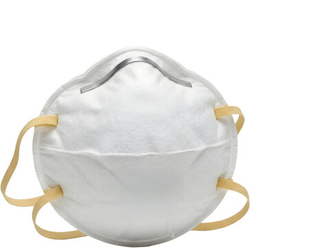 Photorealistic respirator face mask isolated on white background for health protection