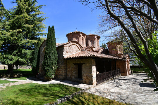 Veljusa, Strumica, Macedonia. April 10, 2026. Church at the Monastery of Theotokos the Merciful - Eleusa. The church was build in 1080 by the monk.