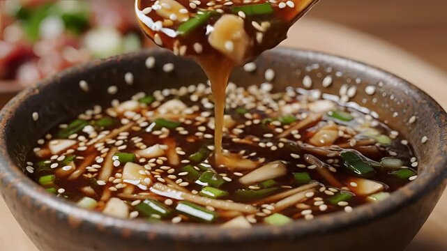 Delicious Miso Soup with Sesame Seeds and Green Onions.
