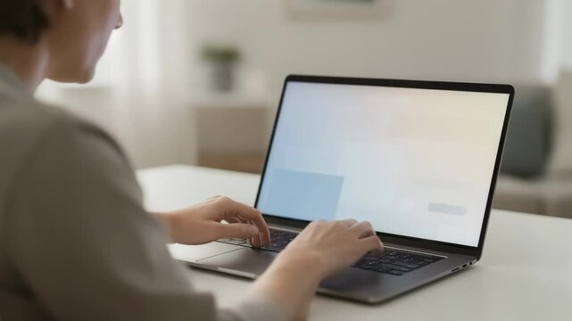 Medium shot of a person interacting with an online pharmacy benefit enrollment tool on a laptop focused on screen details with blurred background.