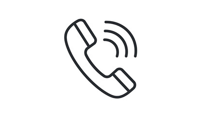 Fototapeta premium Outline of a telephone receiver with sound waves, simple communication icon, contact symbol