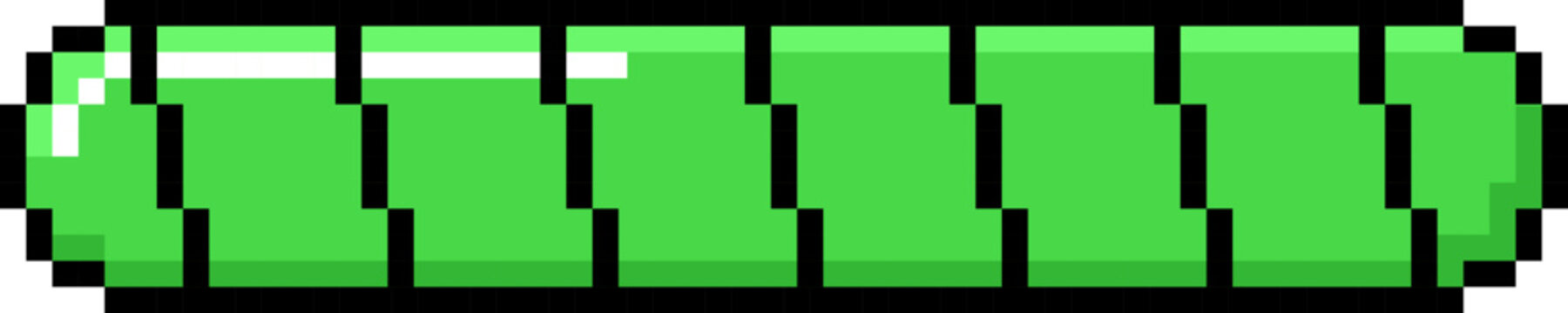 Pixel video game icons loading progress bars menu buttons and arrows in 8bit retro style