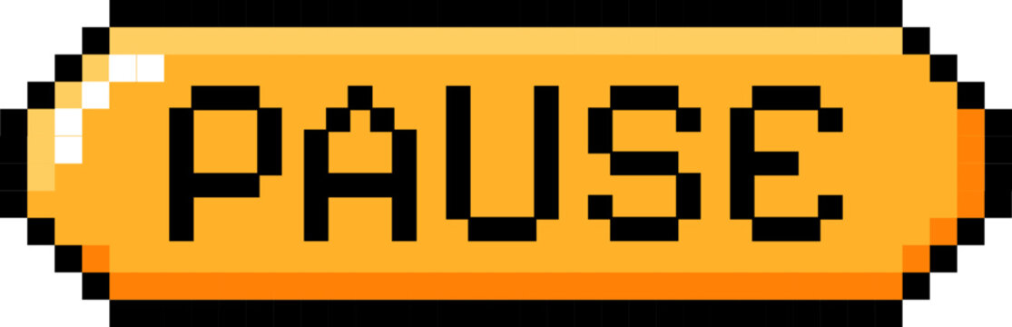 Pixel video game icons loading progress bars menu buttons and arrows in 8bit retro style