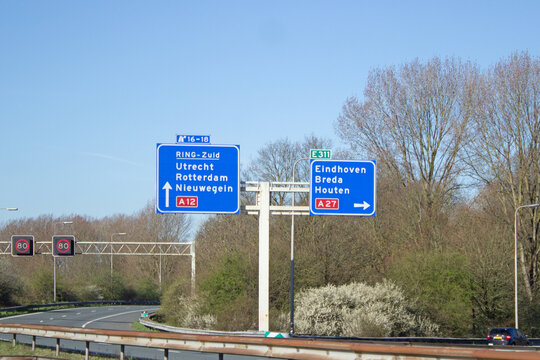 Niederlande, Autobahn A12 RING-Zuid und A27, Fahrbahn in Richtung Eindhoven, Breda und Houten