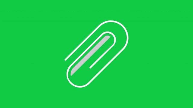 Animated paperclip attachment icon for documents, files and office communication concepts.