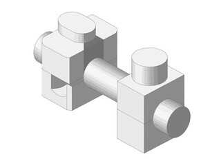 Naklejka premium 3D Rendered White Lego Brick Hinge Connector Piece.