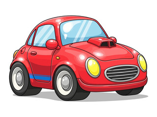 Fototapeta premium Cartoon Red Sports Car with Big Engine.