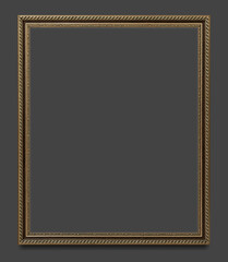 Fototapeta premium Elegant gold blank frame on display, suitable as mockup
