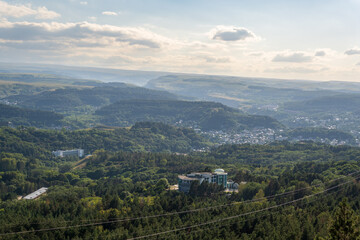 Obraz premium View of Kislovodsk Park and the cable car from the mountain