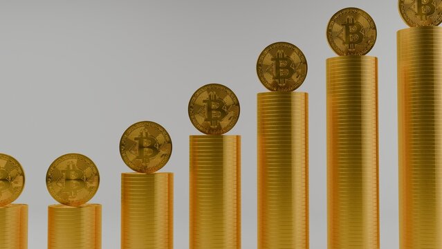 crypto bitcoin digital gold money stacks array growth bullish market uptrend