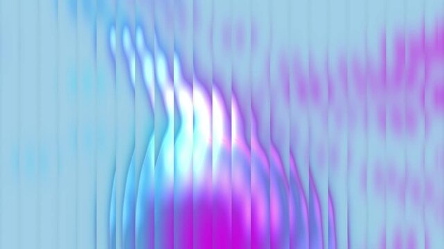 Neon pink and cyan fluted glass abstract background for UI UX design, seamless loop