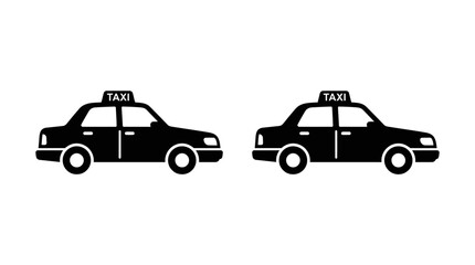 Taxi Silhouettes On White Background Two Identical Vehicle Shapes © Sekh