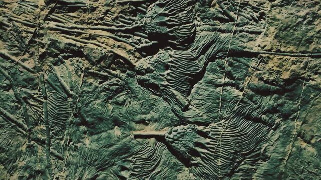 Ancient Marine Fossils Embedded in Textured Rock Surface