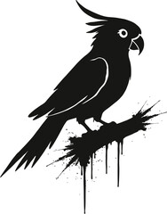Fototapeta premium Stenciled Parrot Graffiti Spray Paint Vector Illustration with Urban Street Art Stencil Texture and Distressed Black and White Background
