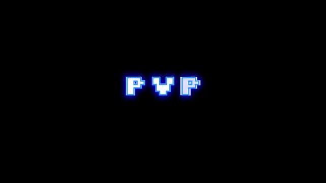 PVP text message 3d retro style spinning animation on black background